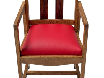 Art Deco Modernist Armchair with Red Leather Seat, 1920s